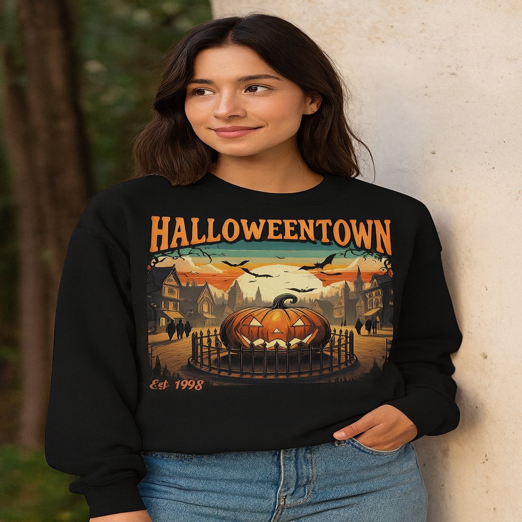 Halloweentown Est 1998 Sweatshirt – Vintage Halloween Graphic Crewneck – Retro Spooky Season Pullover – Halloweentown University Fall Sweatshirt