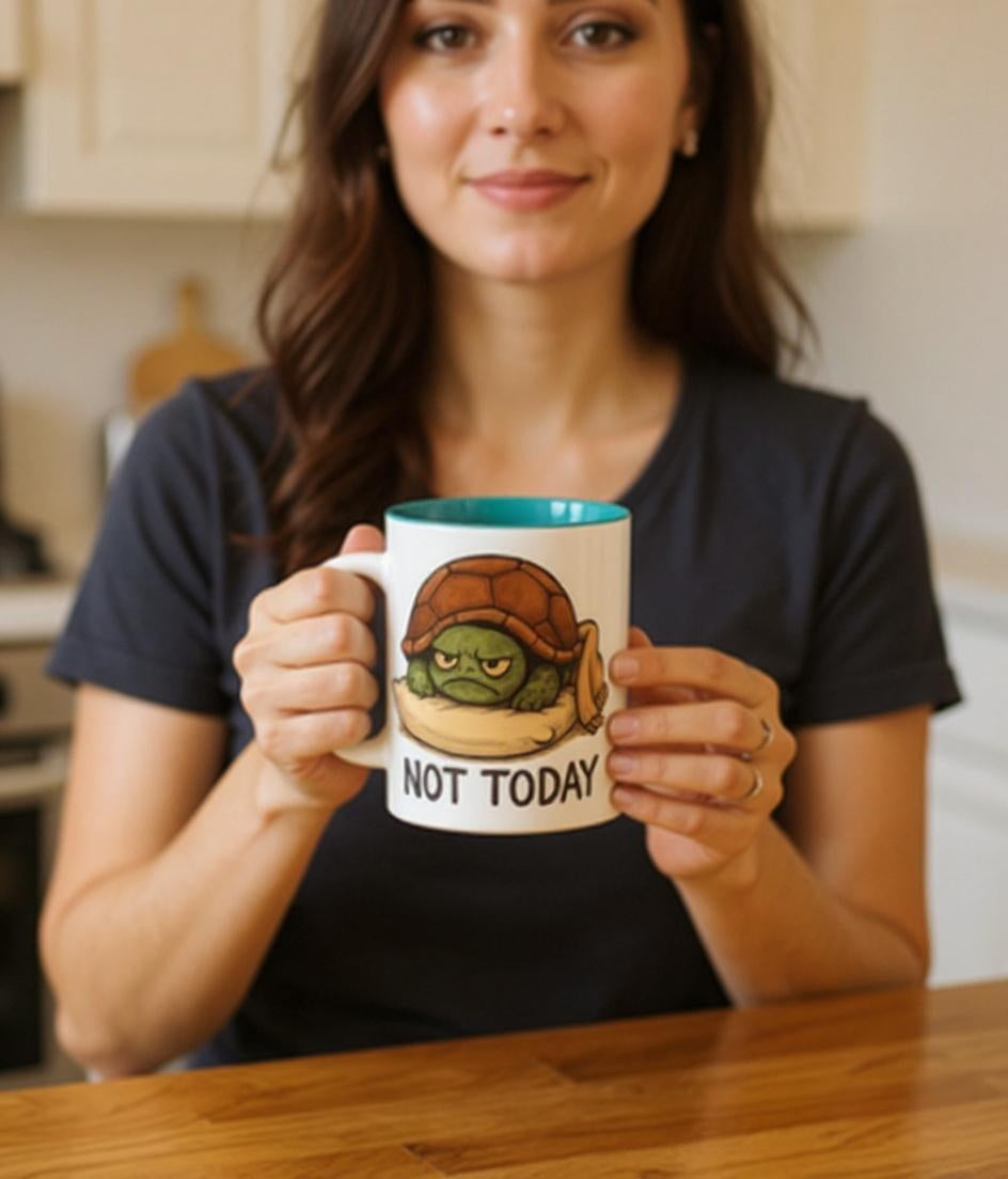 Funny Turtle Coffee Mug – "Not Today" Lazy Animal Cup | Cute Morning Mood Gift for Coffee Lovers