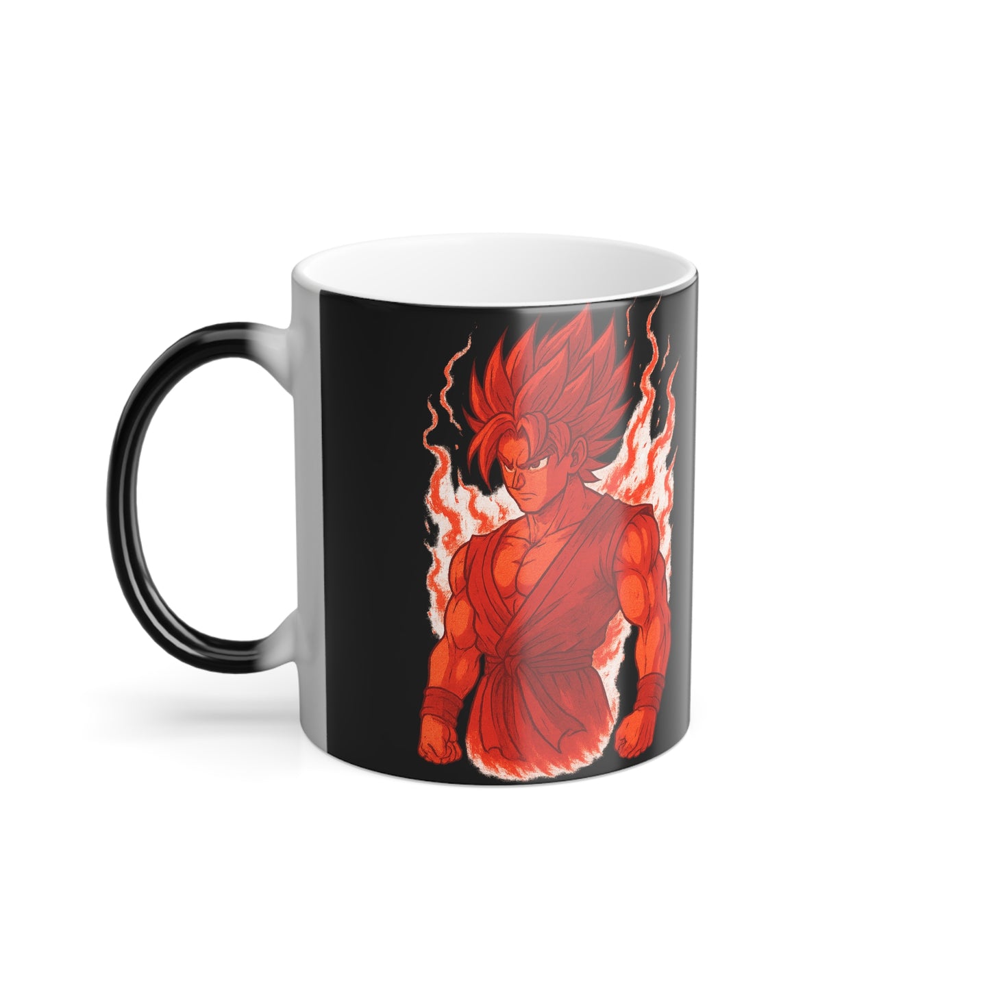 Anime Heat Changing Mug – Color Morphing Coffee Cup with Blue Flame Warrior Design | 11oz Magic Mug