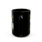 Black Ceramic Mug – Cute Ghosts & Sunflowers Design | Spooky Fall Coffee Cup