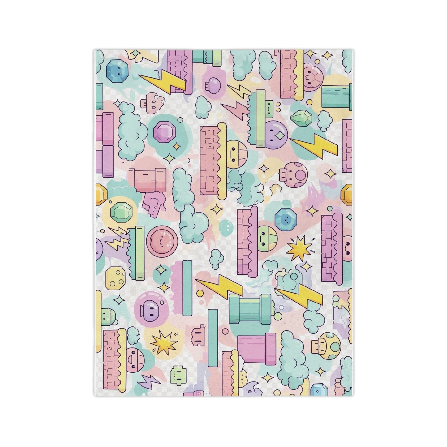 Kids Gamer Blanket – Soft Pastel Video Game Throw for Girls & Boys | Cozy Cartoon Cloud & Lightning Design (40x30 in)