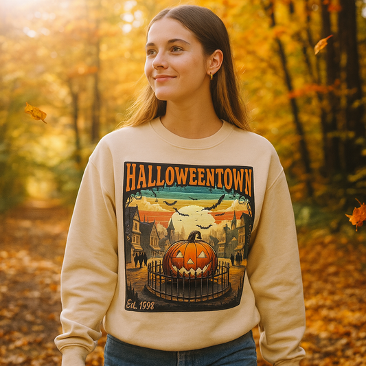 Halloweentown Est 1998 Sweatshirt – Vintage Halloween Graphic Crewneck – Retro Spooky Season Pullover – Halloweentown University Fall Sweatshirt