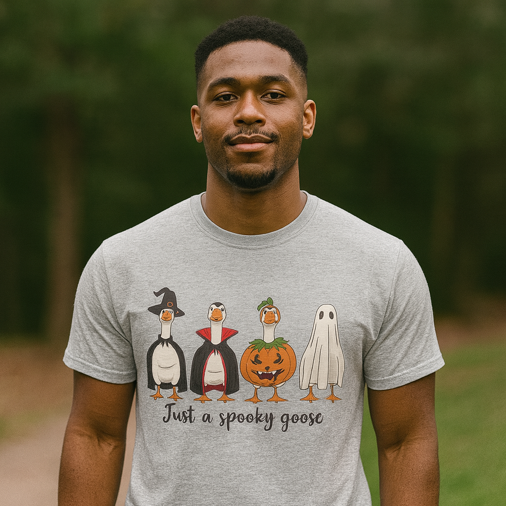 Just a Spooky Goose Shirt – Funny Halloween Goose Tee, Silly Goose Costume Graphic, Unisex