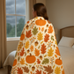 Fall Harvest Throw Blanket – Cozy Autumn Pumpkins, Leaves & Acorns Blanket for Seasonal Home Decor