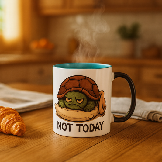 Funny Turtle Coffee Mug – "Not Today" Lazy Animal Cup | Cute Morning Mood Gift for Coffee Lovers