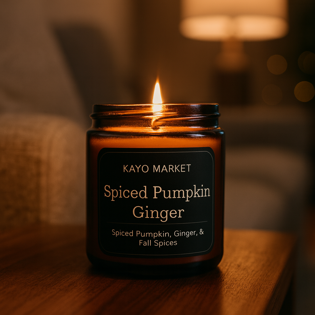 Spiced Pumpkin Ginger Candle – Fall Scented Soy Candle with Warm Pumpkin, Ginger & Autumn Spices | Kayo Market