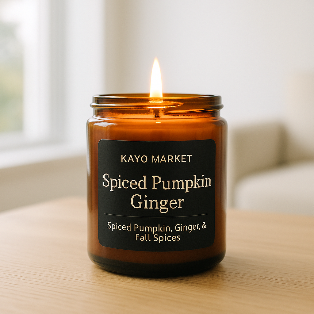 Spiced Pumpkin Ginger Candle – Fall Scented Soy Candle with Warm Pumpkin, Ginger & Autumn Spices | Kayo Market