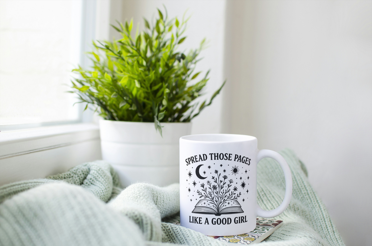 Spicy Book Lover Mug – “Spread Those Pages Like a Good Girl” Funny Romance Reader Gift