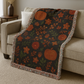 Rustic Fall Woven Throw Blanket – Pumpkin & Floral Tapestry for Autumn Home Décor