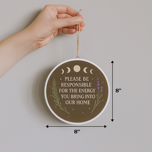 Mystical Moon Phase Wall Sign – Wiccan Wooden Home Décor for Positive Energy