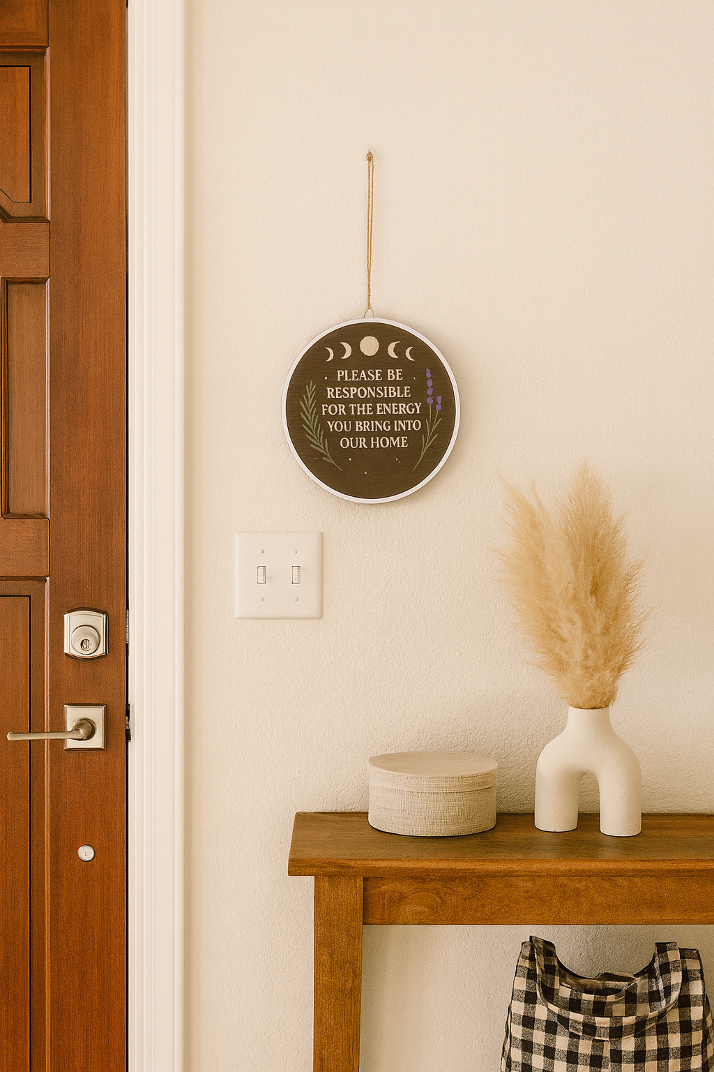 Mystical Moon Phase Wall Sign – Wiccan Wooden Home Décor for Positive Energy