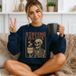 Staying Alive Skeleton Coffee Sweatshirt – Retro Vintage Halloween Coffee Lover Pullover