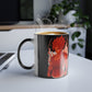 Anime Heat Changing Mug – Color Morphing Coffee Cup with Blue Flame Warrior Design | 11oz Magic Mug
