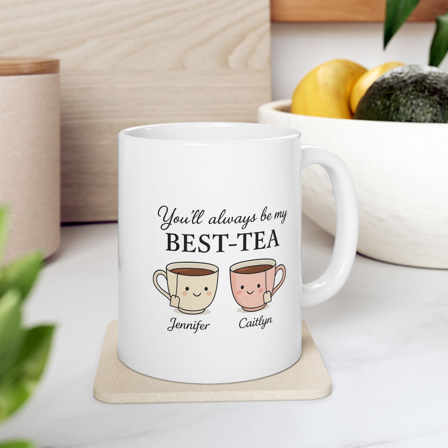 Best-Tea Friendship Mug – Cute Personalized Gift for Best Friends, Sisters, or Coworkers